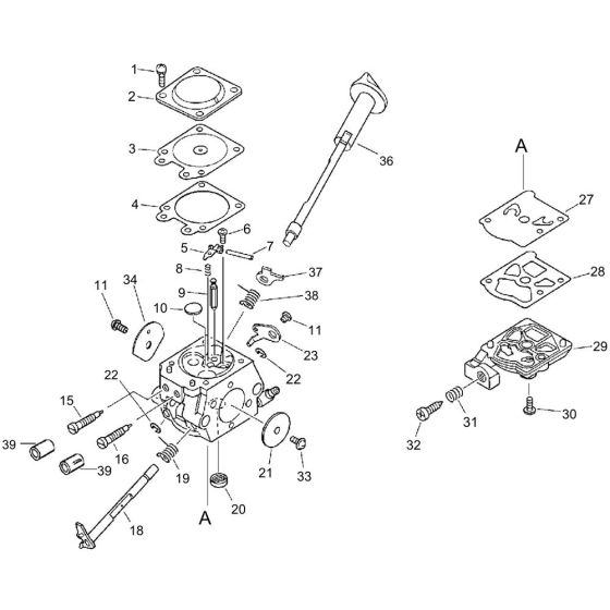 Carburettor (S/N 36001001) for ECHO CS-2600ES Chainsaw