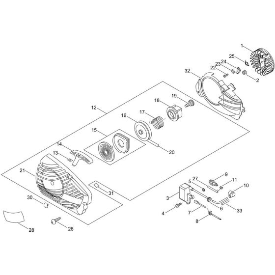 Starter, Magneto (S/N 36064658) for ECHO CS-2600ES Chainsaw