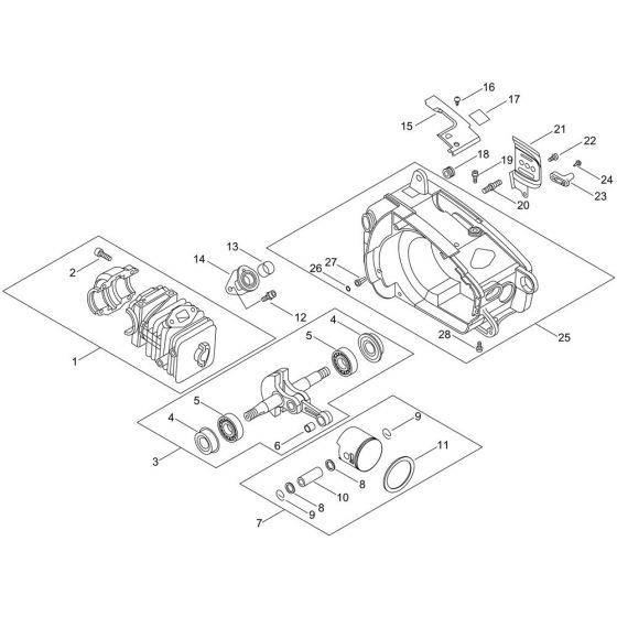 Cylinder, Crankcase, Piston for ECHO CS-260T Chainsaw