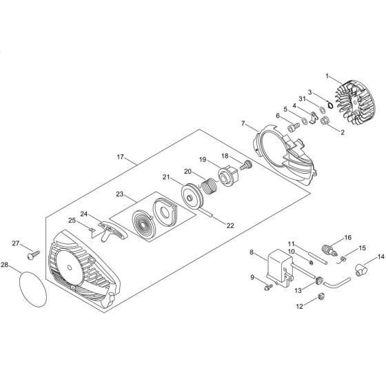 Recoil Starter, Magneto for ECHO CS-280WES Chainsaw