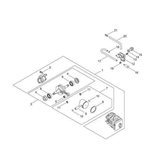 Cylinder, Piston, Crankshaft for ECHO CS-281WES Chainsaw