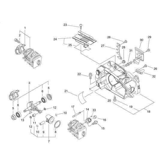 Cylinder, Crankcase, Piston for ECHO CS-350WES Chainsaw