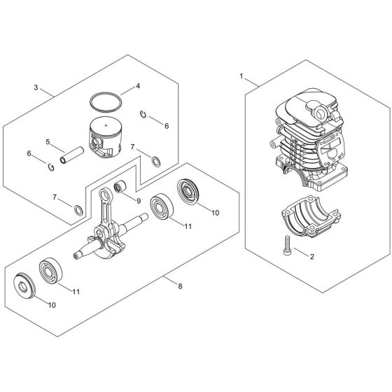 Cylinder, Piston, Crankshaft for ECHO CS-3510AC Chainsaw