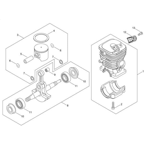 Cylinder, Piston, Crankshaft for ECHO CS-352ES Chainsaw