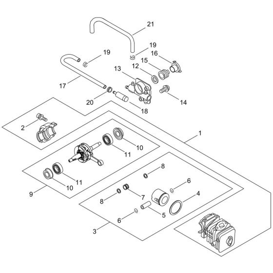 Cylinder, Piston, Crankshaft for ECHO CS-362WES Chainsaw