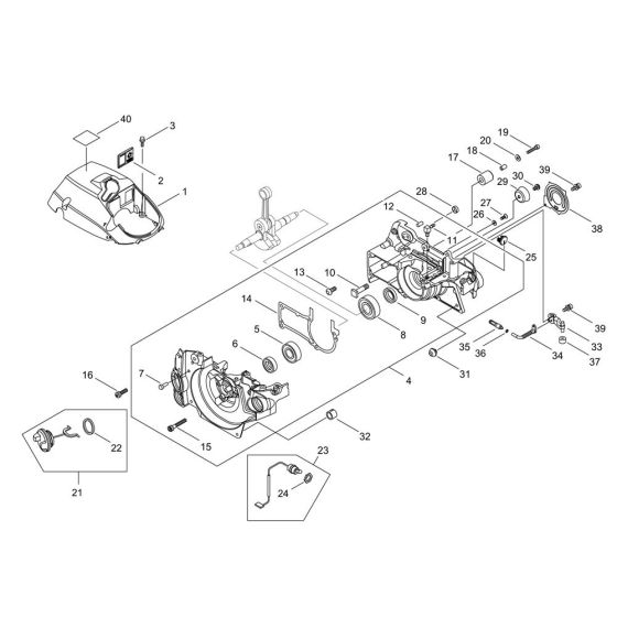 Crankcase for ECHO CS-390ESX Chainsaw