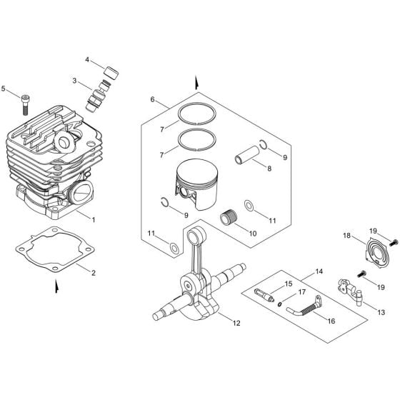 Cylinder, Piston, Crankshaft for ECHO CS-501SX Chainsaw