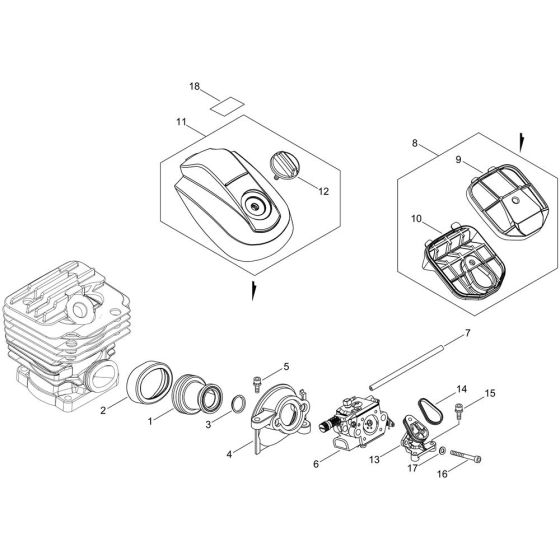 Air Cleaner, Carburettor for ECHO CS-501SX Chainsaw