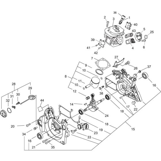 Cylinder, Crankcase, Piston for ECHO CS-550 Chainsaw