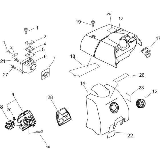 Air Cleaner, Carburettor for ECHO CS-600 Chainsaw