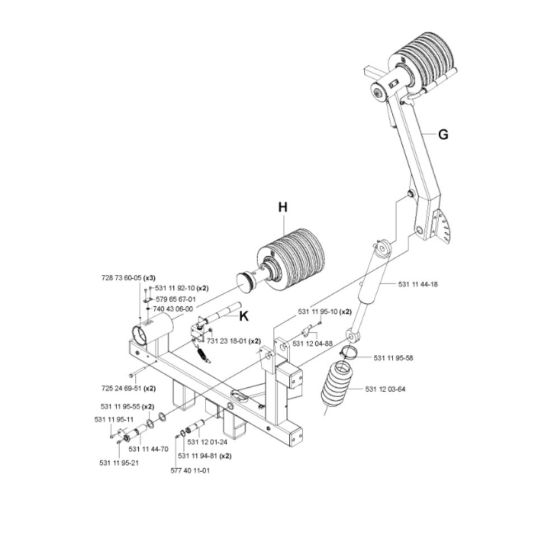 Cylinder Assembly for Husqvarna CS 2512 Wire Saw