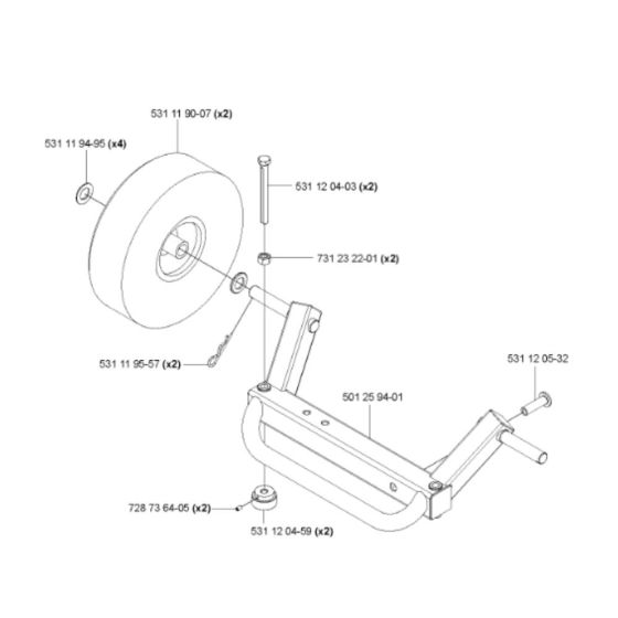 Wheel Assembly for Husqvarna CS 2512 Wire Saw