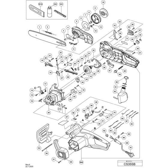 Main Assembly for Hikoki CS35SB Chainsaw