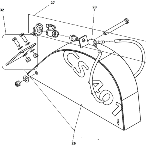 Blade Guard Assembly for Norton Clipper CS401-P9 Floor Saw