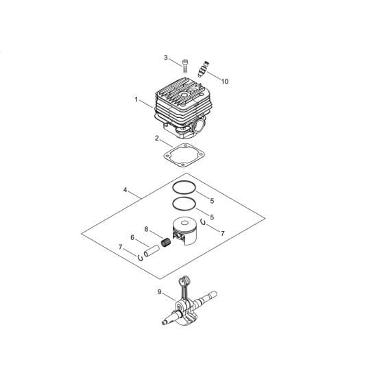 Cylinder, Piston, Crankshaft for ECHO CSG-7410ES Disc Cutter