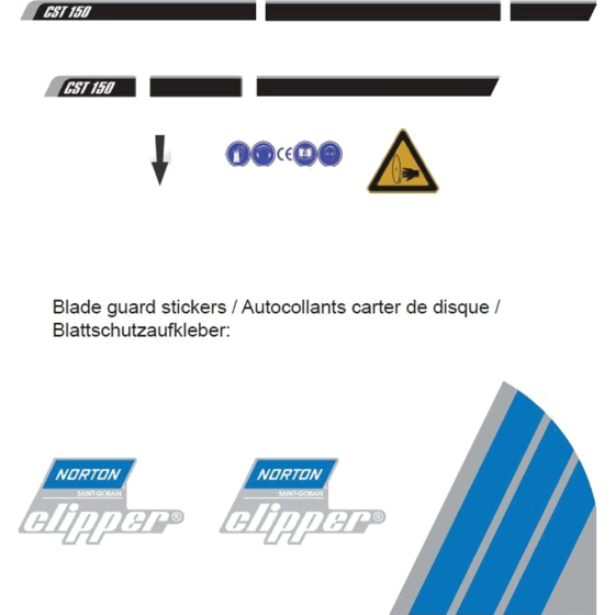 Labels for Norton Clipper CST100-230V Table Saw