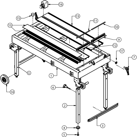 Main Frame Assembly for Norton Clipper CST100-ALU Table Saw