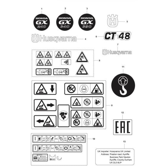 Decals -1 for Husqvarna CT 48 Trowel