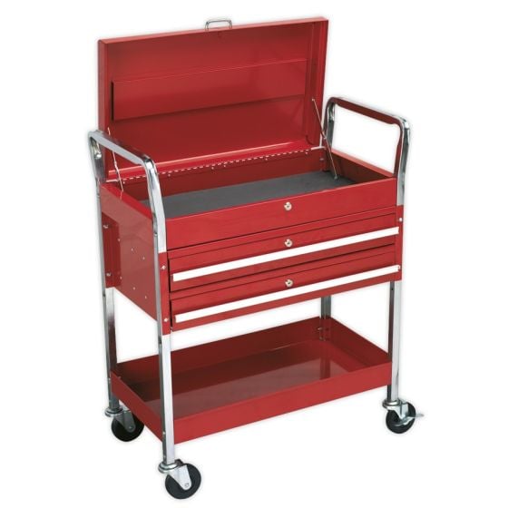 Trolley 2-Level Heavy-Duty with Lockable Top & 2 Drawers Sealey Part No. CX1042D