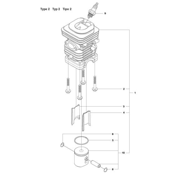 Cylinder Piston-2 Assembly for Husqvarna 240 Chainsaws