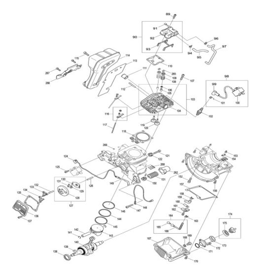 Cylinder Head Assembly for Makita EK7651H Disc Cutter