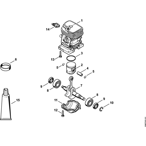 Cylinder 2-MIX Assembly for Stihl MS180 MS180C Chainsaws