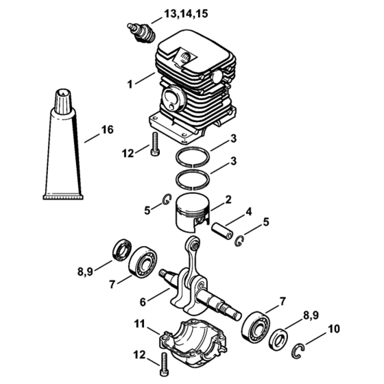 Cylinder Assembly for Stihl MS170 MS170C Chainsaws