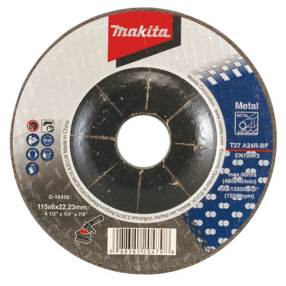 Makita Grinding Wheel 115mm x 6mm, A24R, Metal - OEM No. D-18459