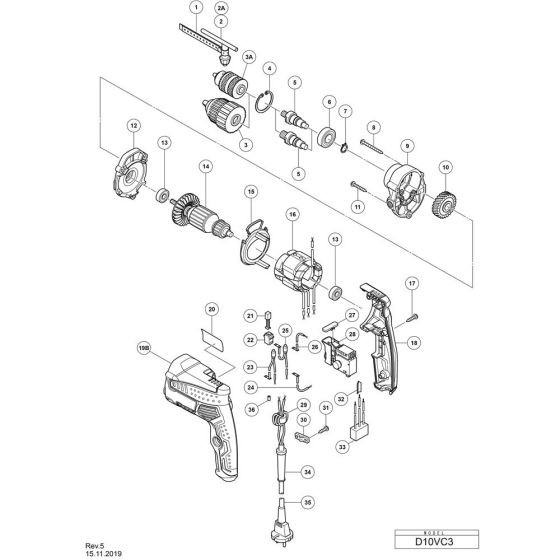 Main Assembly for Hikoki D10VC3 Drill