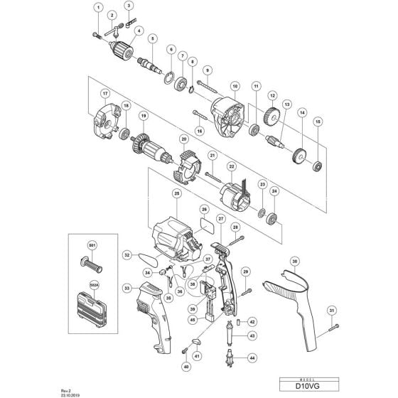 Main Assembly for Hikoki D10VG Drill