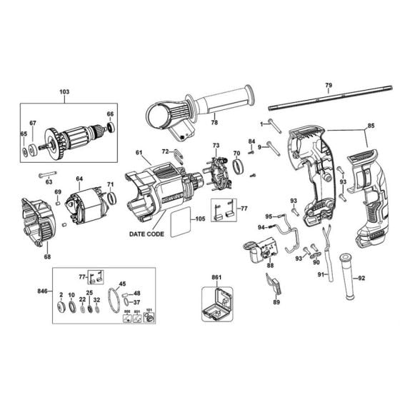 Armature Assembly for DeWalt D25133 Rotary Hammer