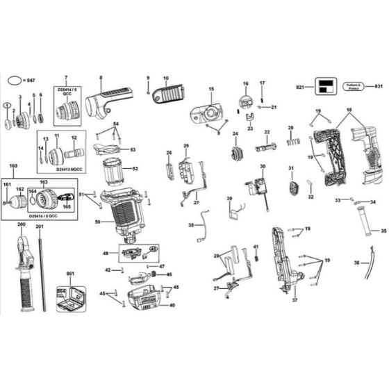 Main Assembly for DeWalt D25413K Rotary Hammer