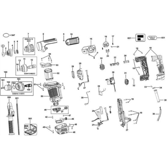 Main Assembly for DeWalt D25414K Rotary Hammer