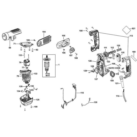 Main Assembly for DeWalt D25811 Chipping Hammer