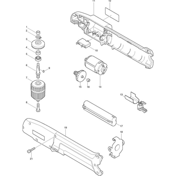 Main Assembly for Makita DA391D 9.6V 43315 Cordless Angle Drill