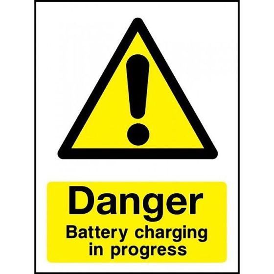 'Danger Battery Charging In Progress' Sign - 400mm x 300mm