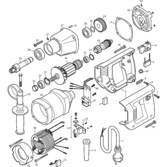 Main Assembly for Makita DBM080 Diamond Core Drill