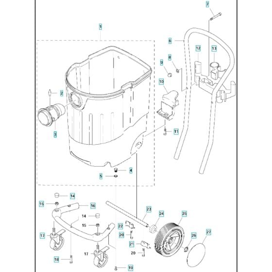 Cart Assy for Husqvarna DC1400 Dust Extractor