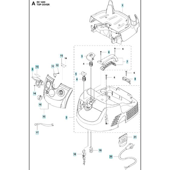 Cover Assy for Husqvarna DC1400 Dust Extractor