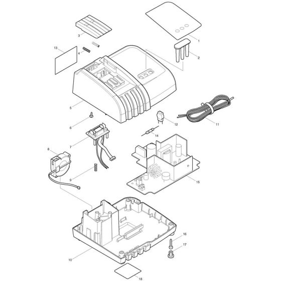 Complete Assembly for Makita DC18RA Battery Charger