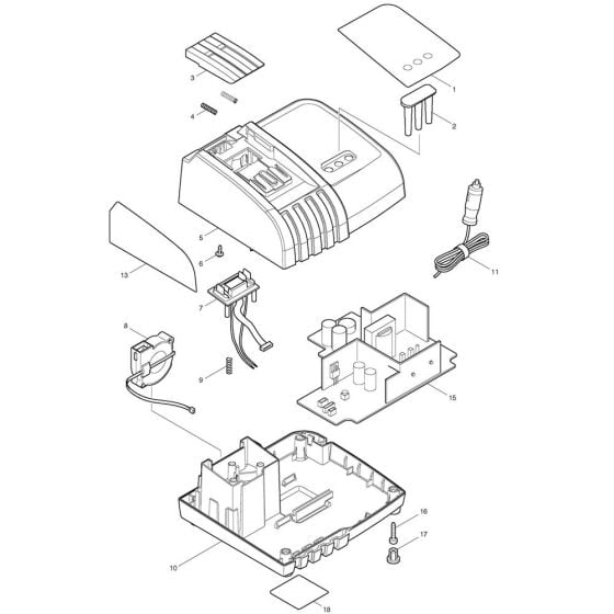 Complete Assembly for Makita DC18SE Battery Charger