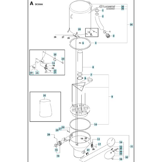 Housing Assy for Husqvarna DC5500 Dust Extractor