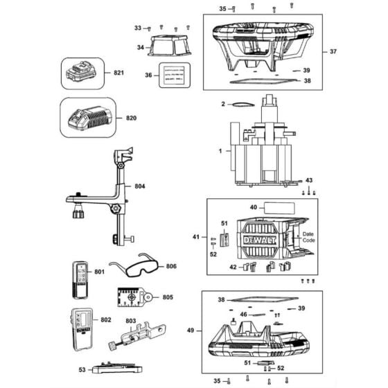 Main Assembly for DeWalt DCE079D1G Rotary Laser