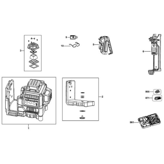 Main Assembly for DeWalt DCE089R Crossline Laser