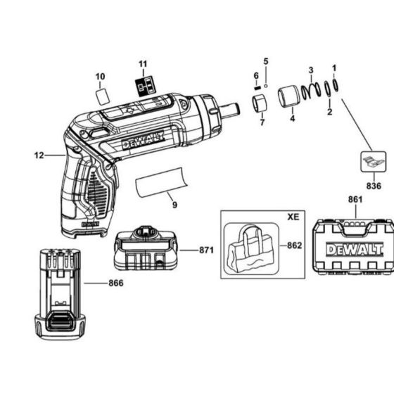 Main Assembly for DeWalt DCF680 Cordless Screwdriver