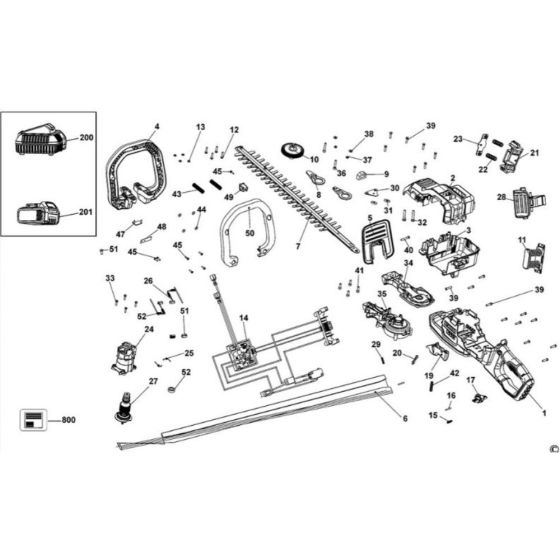 Main Assembly for DeWalt DCM583 Hedgetrimmer