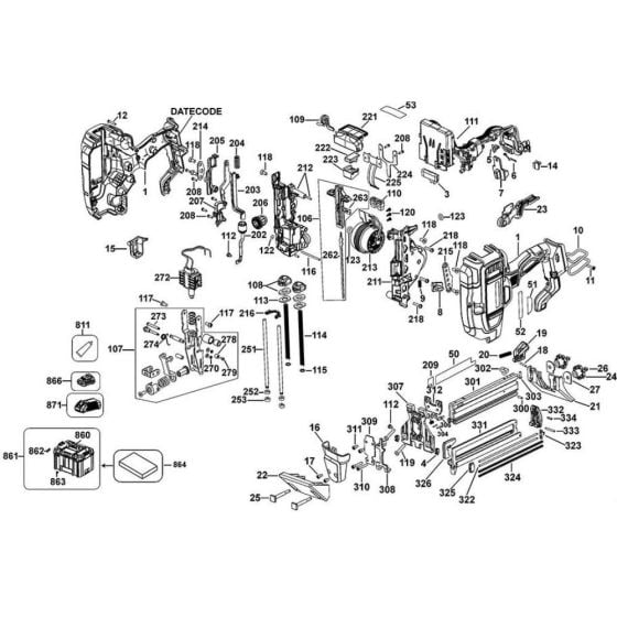 Main Assembly for DeWalt DCN682 Nailers