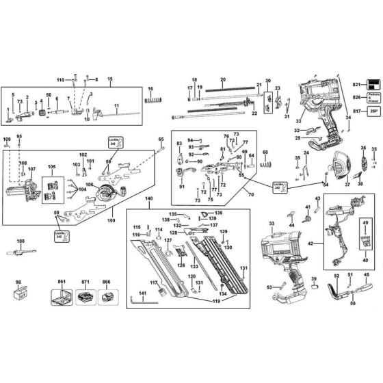 Main Assembly for DeWalt DCN693 Nailers