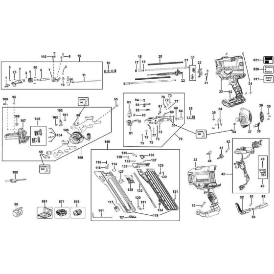 Main Assembly for DeWalt DCN694 Nailers