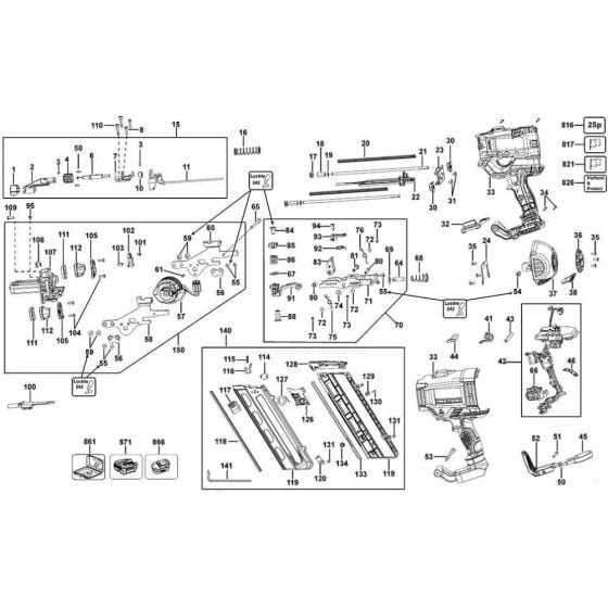 Main Assembly for DeWalt DCN695 Nailers